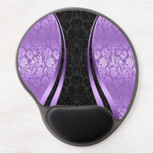 Purple And Black Damasks And Decorative Stripes Gel Mouse Pad