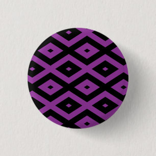 Purple and black diamond pattern 3 cm round badge