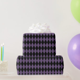 Purple and Black Diamond Pattern Halloween Wrapping Paper