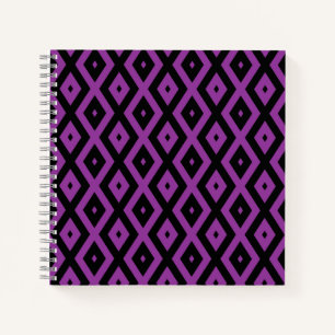 Purple and black diamond pattern notebook