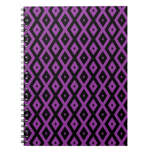 Purple and black diamond pattern notebook (Front)