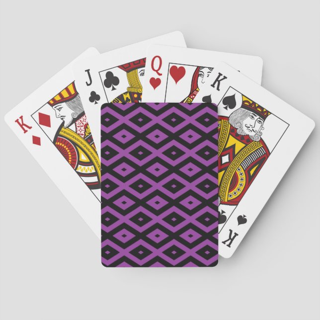 Purple and black diamond pattern playing cards (Back)