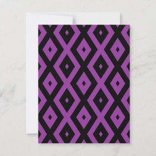 Purple and black diamond pattern RSVP card