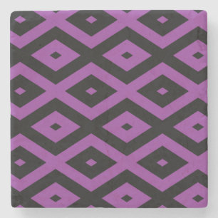 Purple and black diamond pattern stone coaster