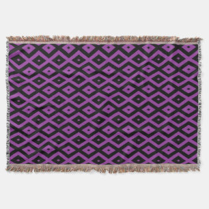 Purple and black diamond pattern throw blanket