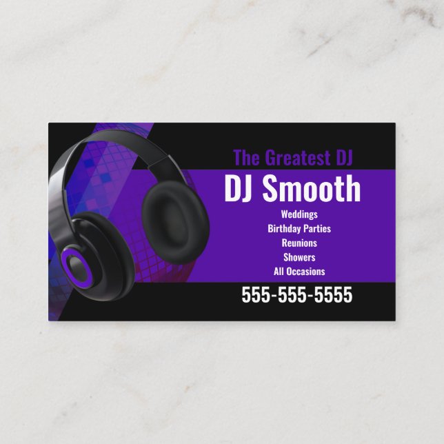 Purple and Black Dj Business Card (Back)