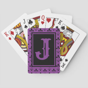 Purple and Black Fleur de Lis Custom Playing Cards