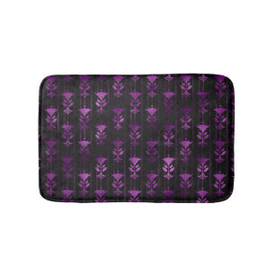 Purple and Black Floral Bath Mat