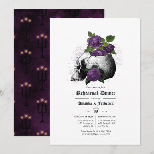 Purple and Black Floral Gothic Rehearsal Dinner Invitation