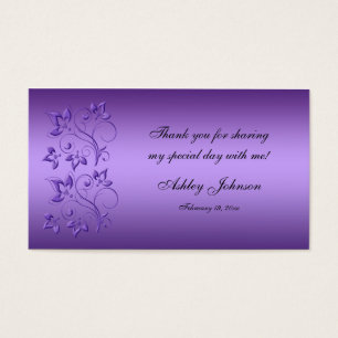 Purple and Black Floral Party Favour Tag