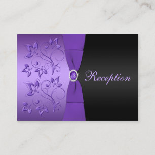 Purple and Black Floral Reception Enclosure Card