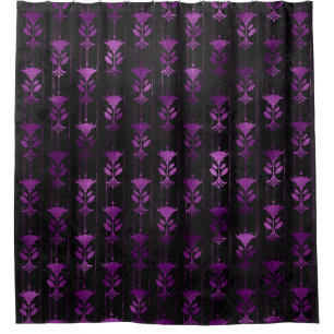 Purple and Black Floral Shower Curtain