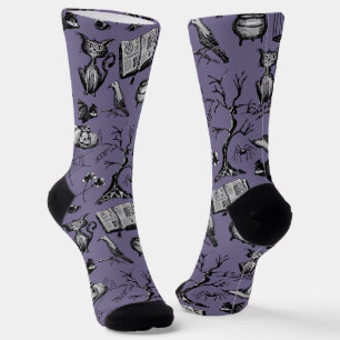 Purple and Black Fun Spooky Halloween  Socks