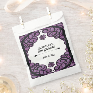 Purple and Black Gated Rose Princess Birthday Favour Bags