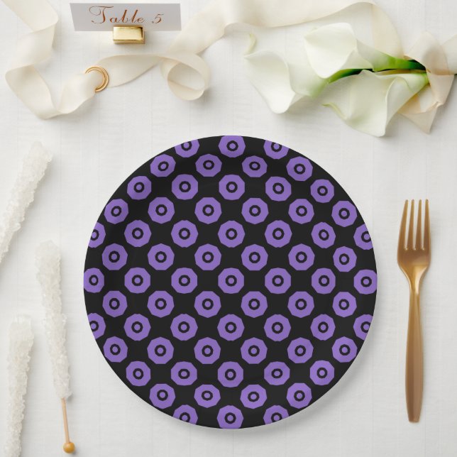 Purple and Black Geo Paper Plate (Wedding)