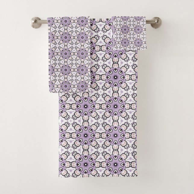 Purple and black geometric pattern Towel (Insitu)