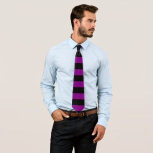 Purple and Black Giant Horizontal Stripes Tie