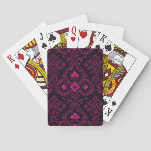 Purple and black gothic damask pattern playing cards