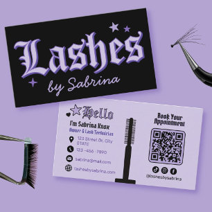 Purple and Black Gothic Lash Artist Business Card