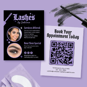 Purple and Black Gothic Lash Services Promo Flyer