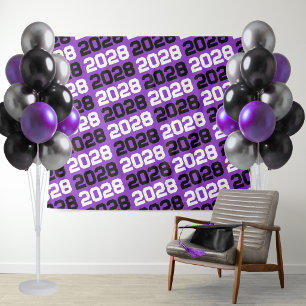 Purple and Black Graduation Class Year Backdrop Tapestry