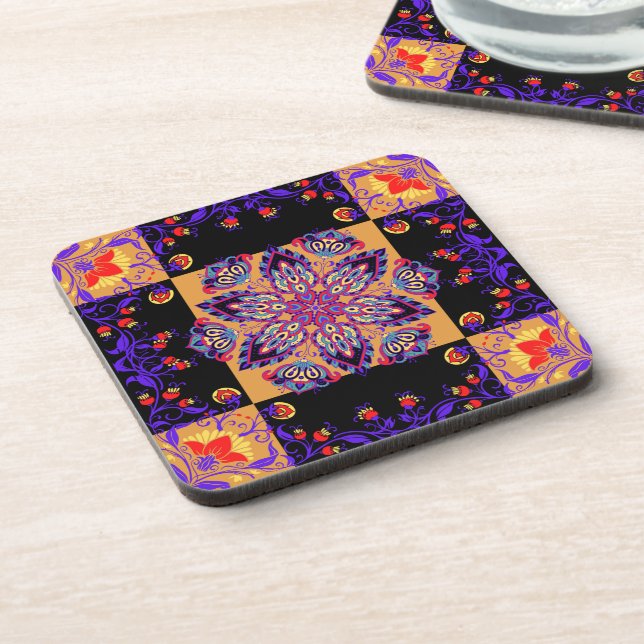 Purple and Black Graphic Artwork, Violet Nature Coaster (Left Side)