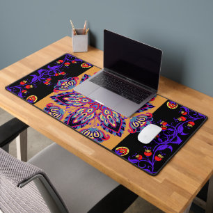 Purple and Black Graphic Artwork, Violet Nature Desk Mat