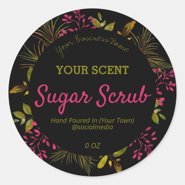 Purple And Black Greenery Product Labels (Front)