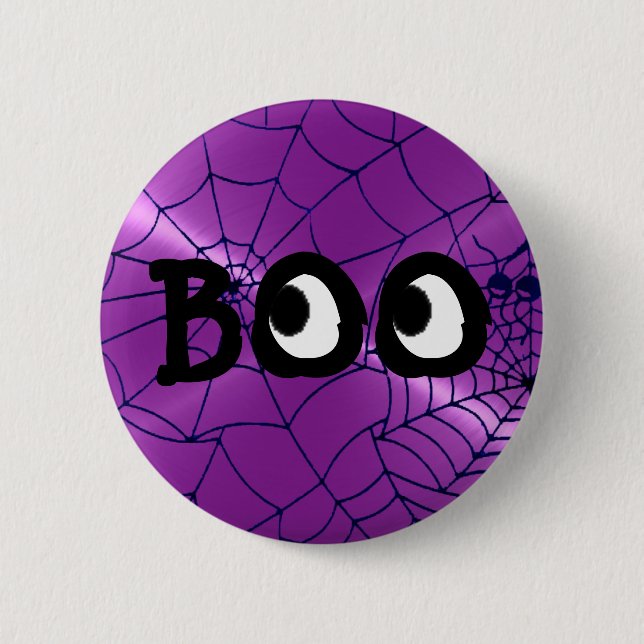 Purple and Black Halloween Boo Eyeballs Button (Front)
