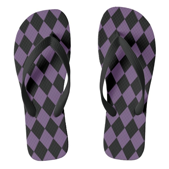 Purple and Black Harlequin Pattern Jandals (Footbed)