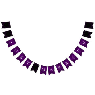 Purple and Black Heart Gothic Wedding Bunting Bunting