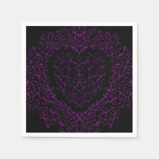 Purple and Black Heart Gothic Wedding Napkins