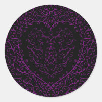 Purple and Black Heart Gothic Wedding Stickers