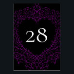 Purple and Black Heart Gothic Wedding Table Number<br><div class="desc">Our beautiful purple and black heart gothic wedding table numbers are dark,  yet lovely with our artistic scroll design.  They are designed in a collection of several items so your whole wedding can be coordinated with the same style!</div>