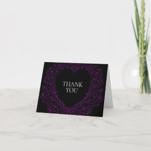 Purple and Black Heart Gothic Wedding Thank Yous You Card