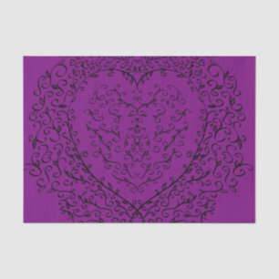 Purple and Black Heart Gothic Wedding Tissue Paper