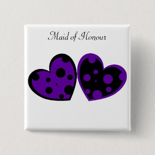 Purple And Black Hearts Button