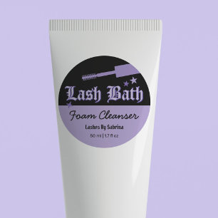 Purple and Black Lash Bath Foam Cleanser Label
