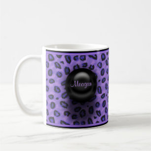 Purple And Black Leopard Custom Name Mug