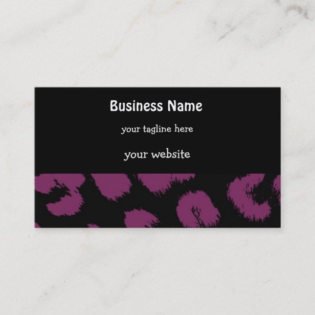 Purple and Black Leopard Pattern Business Card (Front)