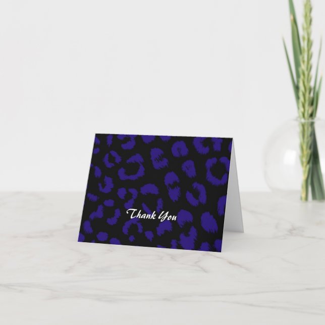 Purple and Black Leopard Pattern Thank You Card (Front)