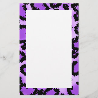 Purple and Black Leopard Print Pattern. Stationery