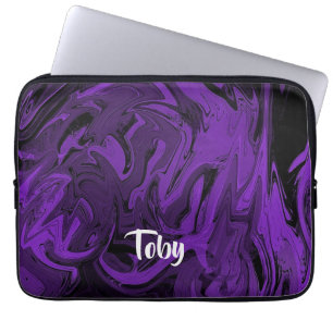 Purple and black marble polished laptop sleeve