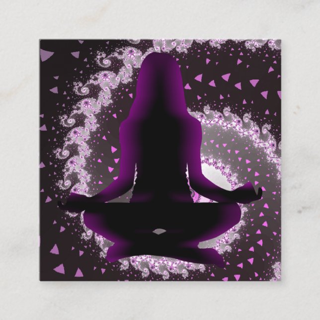 Purple and Black Mediation Yoga Business Cards (Front)