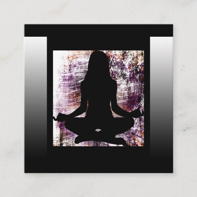 Purple and Black Mediation Yoga Business Cards (Front)