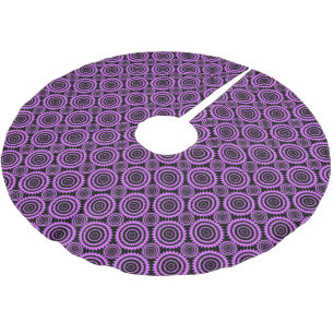 Purple and Black Modern Circles Pattern Brushed Polyester Tree Skirt