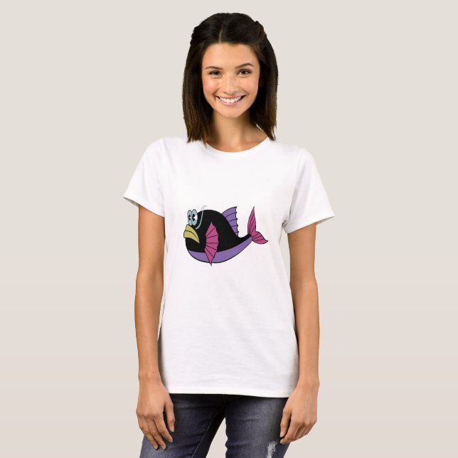 Purple and black multi colour puffer fish T-Shirt (Front Full)