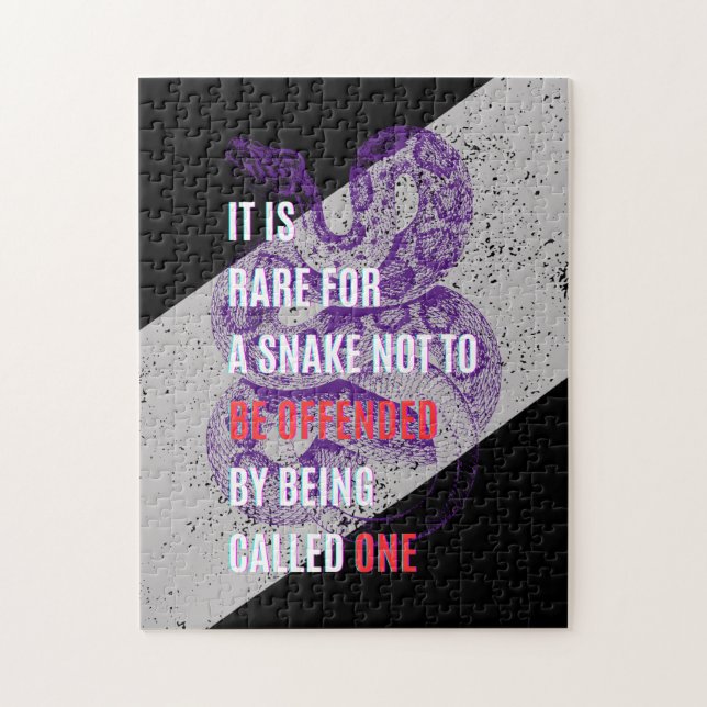 Purple and black Offended snakes sarcastic quote Jigsaw Puzzle (Vertical)