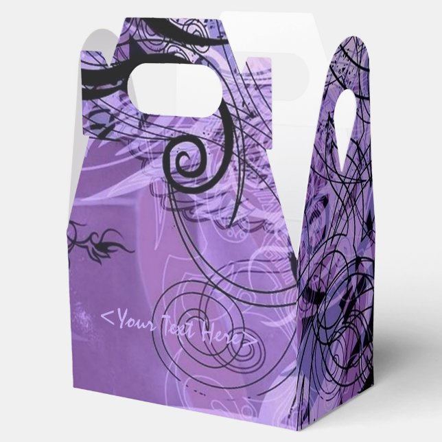 Purple and Black Pattern Gable Favour Box (Opened)