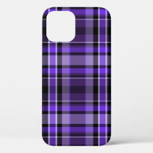 Purple and Black Plaid iPhone 12 Case